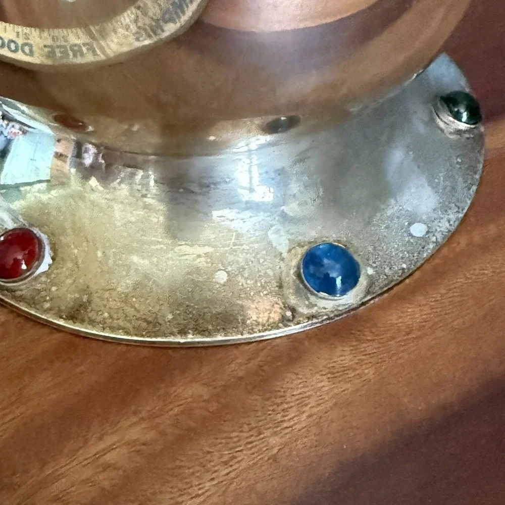 Vintage Jeweled Crown Ice Bucket Silver Plate Mid Century Barware Carnival Queen